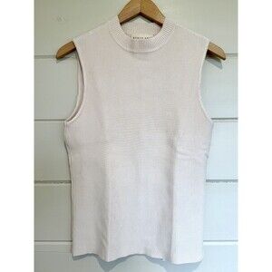 NWOT BLUSH NOIR Ribbed Sculpt Knit Turtleneck Sleeveless Cream Sz XL Capsule